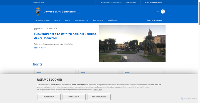 Security scan screenshot of https://www.comune.acibonaccorsi.ct.it/