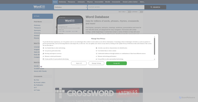 Security scan screenshot of https://www.worddb.com