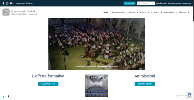 Security scan screenshot of https://www.conservatoriomantova.com/it/home