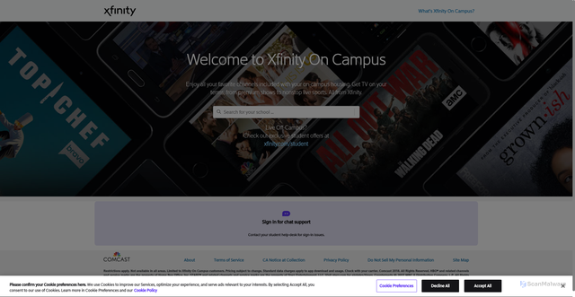 Security scan screenshot of https://xfinityoncampus.com/