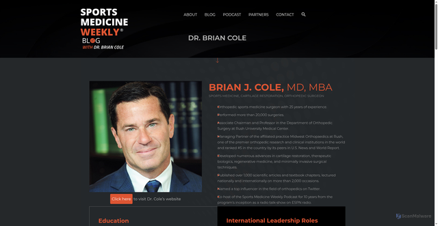 Security scan screenshot of https://sportsmedicineweekly.com/dr-brian-cole/