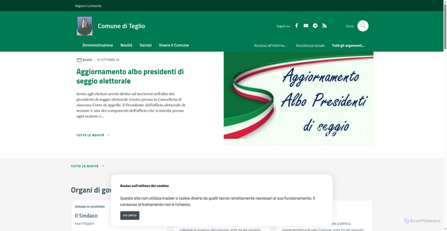 Security scan screenshot of https://www.comune.teglio.so.it/