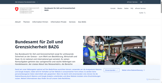 Security scan screenshot of http://www.ezv.admin.ch