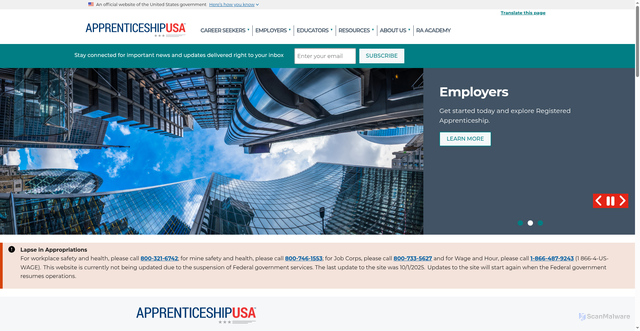 Security scan screenshot of https://www.apprenticeship.gov/