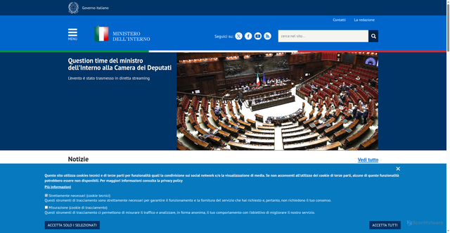 Security scan screenshot of https://www.interno.gov.it