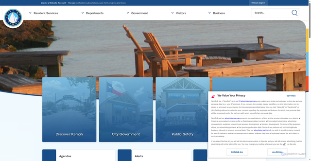 Security scan screenshot of https://www.kemahtx.gov/