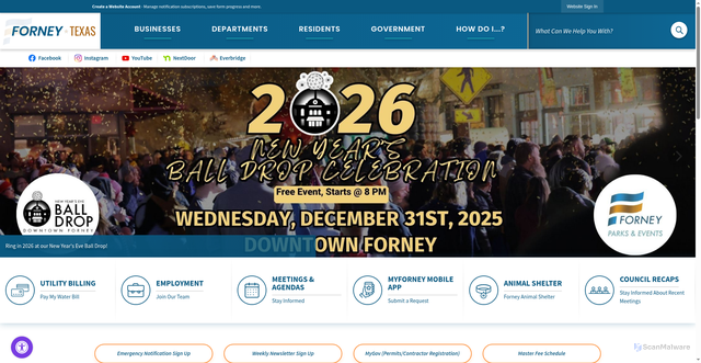 Security scan screenshot of https://www.forneytx.gov//
