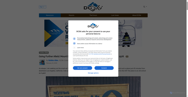 Security scan screenshot of https://www.dcski.com/articles/1728