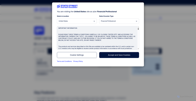 Security scan screenshot of https://www.ssga.com/us/en/intermediary/etfs/spdr-sp-500-etf-trust-spy