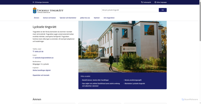 Security scan screenshot of https://www.domstol.se/lycksele-tingsratt/