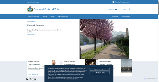 Security scan screenshot of https://www.comune.pontedellolio.pc.it/