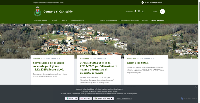 Security scan screenshot of https://www.comune.canischio.to.it/it-it/home