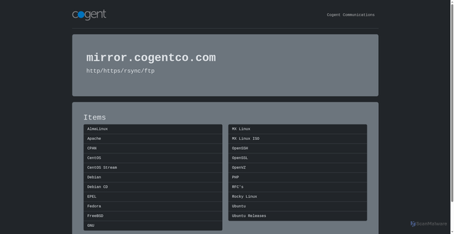Security scan screenshot of https://mirror.cogentco.com