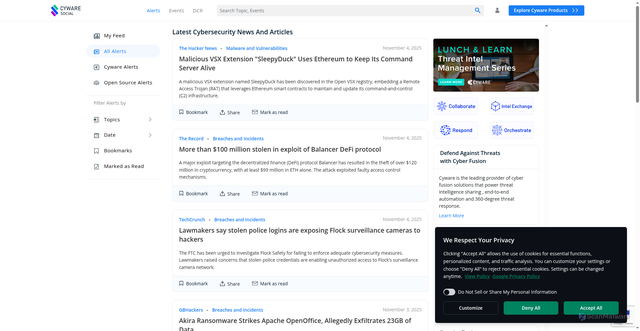 Security scan screenshot of https://social.cyware.com/cyber-security-news-articles