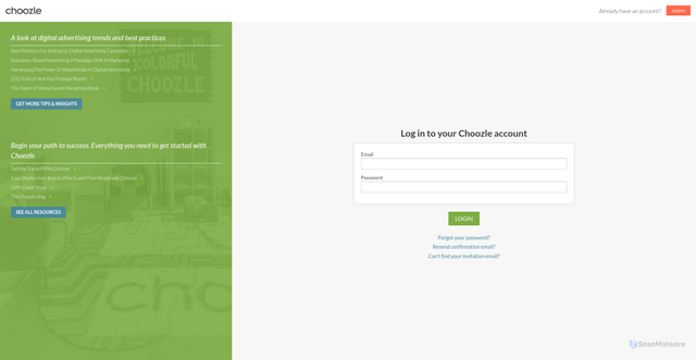 Security scan screenshot of https://app.choozle.com