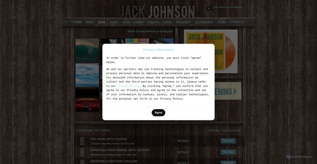Security scan screenshot of https://jackjohnsonmusic.com/tour/