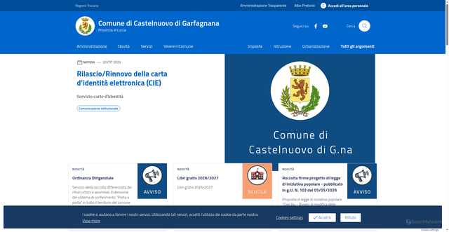 Security scan screenshot of https://www.comune.castelnuovodigarfagnana.lu.it