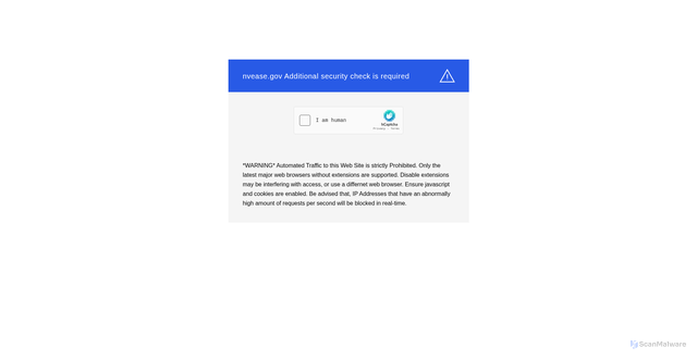 Security scan screenshot of https://nvease.gov/