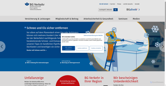 Security scan screenshot of https://www.bg-verkehr.de/