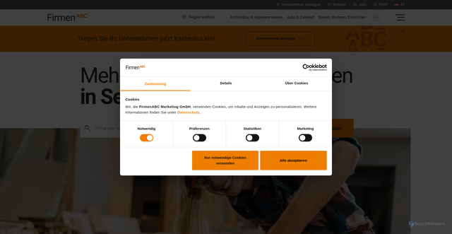 Security scan screenshot of https://www.firmenabc.at/