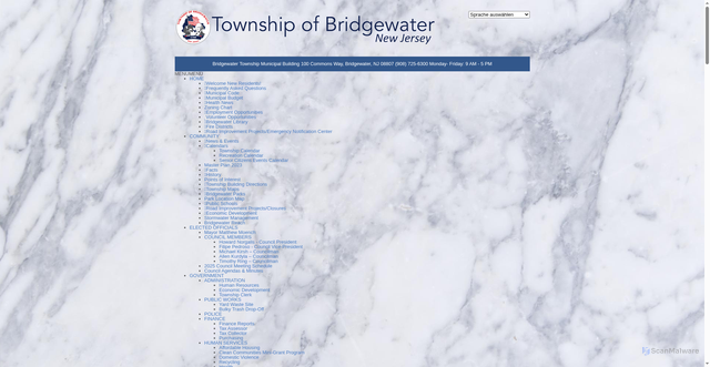 Security scan screenshot of https://www.bridgewaternj.gov/