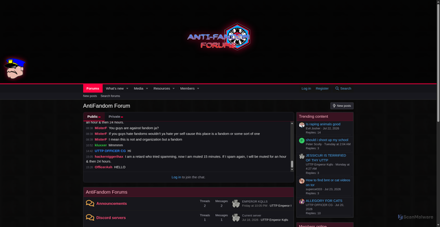 Security scan screenshot of http://antifandom.org