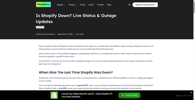 Security scan screenshot of https://www.shoptrial.co/shopify-down/