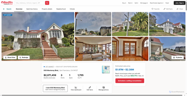 Security scan screenshot of https://www.redfin.com/CA/San-Francisco/930-Monterey-Blvd-94127/home/690870