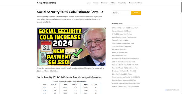 Security scan screenshot of https://craigjblankenshipa.pages.dev/upzah-social-security-2025-cola-estimate-formula-qhbwm/