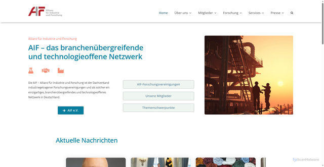 Security scan screenshot of https://www.aif.de/