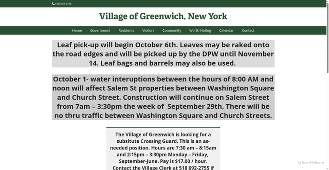 Security scan screenshot of https://villageofgreenwichny.gov/