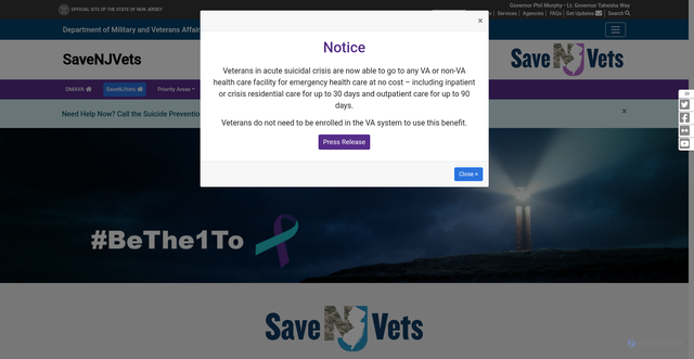 Security scan screenshot of https://www.nj.gov/military/savenjvets/