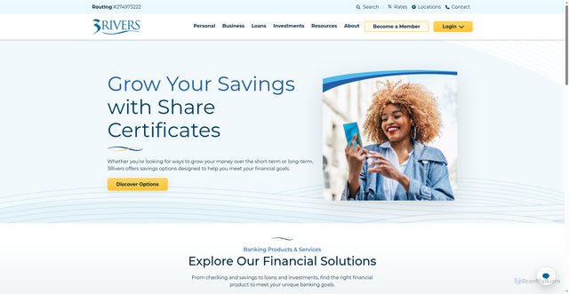 Security scan screenshot of https://3riversfcu.org