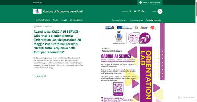 Security scan screenshot of https://www.comune.acquaviva.ba.it