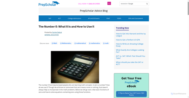 Security scan screenshot of https://blog.prepscholar.com/number-0