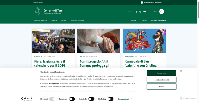 Security scan screenshot of https://www.comune.terni.it/