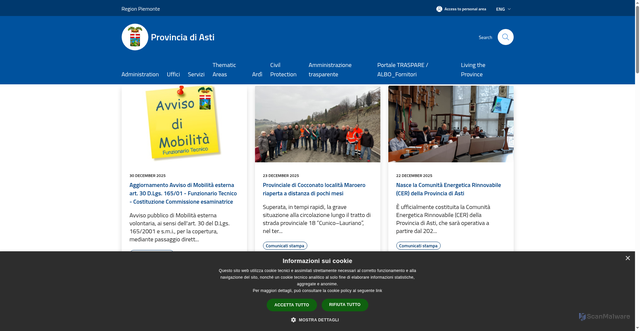 Security scan screenshot of https://www.provincia.asti.it/it
