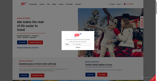 Security scan screenshot of https://member.acg.aaa.com