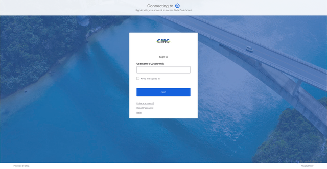 Security scan screenshot of https://cmc.okta.com