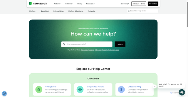 Security scan screenshot of https://sproutsocial.zendesk.com