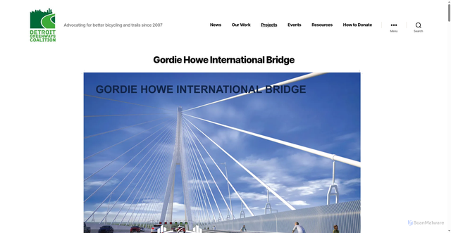Security scan screenshot of https://detroitgreenways.org/projects/gordie-howe-international-bridge/