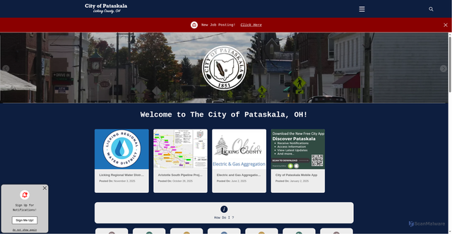 Security scan screenshot of https://cityofpataskalaohio.gov/