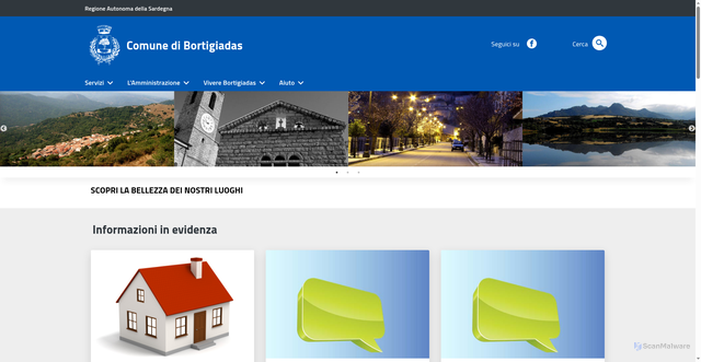 Security scan screenshot of https://www.comunebortigiadas.it/