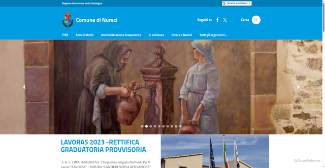 Security scan screenshot of https://www.comune.nureci.or.it/
