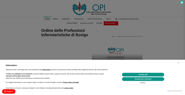 Security scan screenshot of https://opirovigo.it/