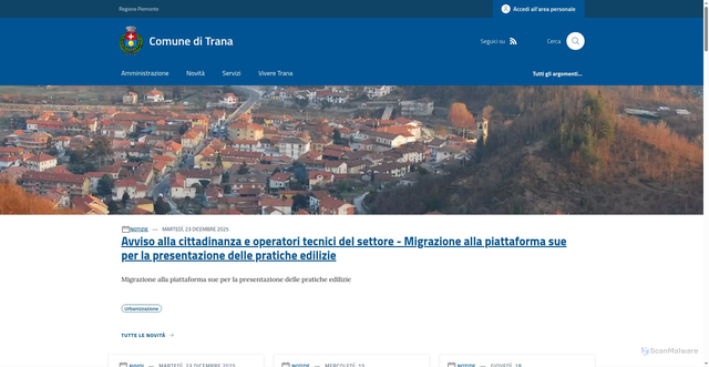 Security scan screenshot of https://www.comune.trana.to.it/