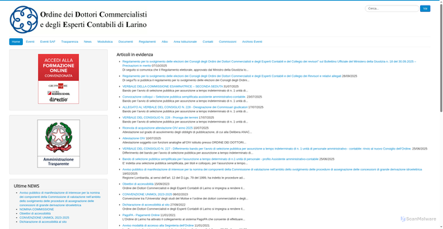 Security scan screenshot of https://www.odceclarino.it/