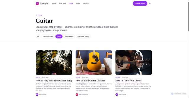 Security scan screenshot of https://toccayo.pages.dev/category/guitar/