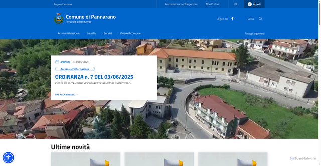 Security scan screenshot of https://www.comune.pannarano.bn.it