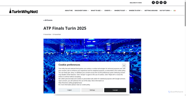 Security scan screenshot of https://turinwhynot.com/event/atp-finals-turin-2025/